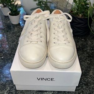 Vince White Leather Afton Sneakers Women’s 8